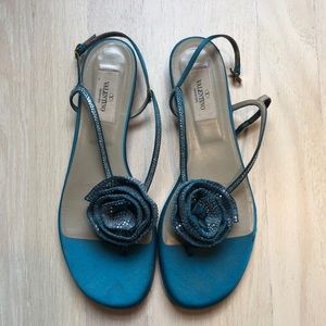 Valentino vintage rhinestone flower thong sandals!